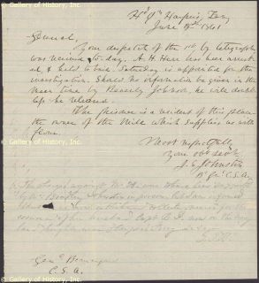 Joseph E Johnston Autograph Letter Signed