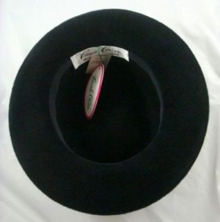 Vintage Frank Olive New York Leather Band Felt Gambler Hat Size Small