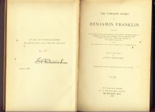  Benjamin Franklin Vol 9 Only of 12 Ed Bigelow 1888 Leather RARE