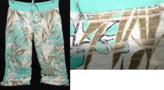 Nilla Shields Aqua Tropical Cot Crop Pants