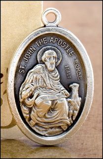 Holy Medal on Chain Saint St John The Apostle Burns