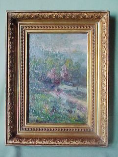 Antique Gold Framed Oil Painting on Canvas Board John Francis Murphy 1853 1921  