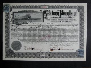 Western Maryland Railroad Co issued to John D Rockefeller 1917  