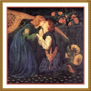 Pre Raphaelite Dante Rossetti The Lovers Greeting Counted Cross Stitch Chart  
