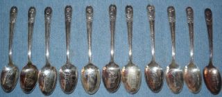 LOT 11 ANTIQUE WM ROGERS PRESIDENTS COLLECTOR SPOONS VINTAGE SILVERPLATE SET  