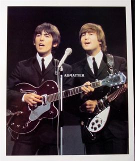 Vintage Beatles Poster George Harrison John Lennon Playing Guitar  
