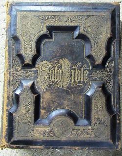 1880 John E Potter Co Large Family Holy Bible Antique  