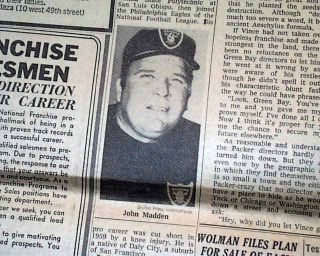 NFL Icon John Madden Becomes Oakland Raiders Head Football Coach 1969 Newspaper  