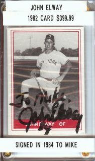 John Elway 1982 Yankee Minor League Card Signed Auto  