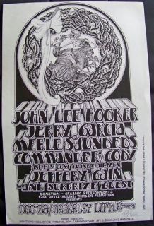 John Lee Hooker Jerry Garcia Commander Cody Signed Live Concert Tour 1971 Tuten  