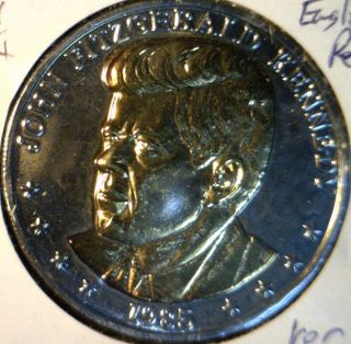 1985 John F Kennedy "JFK" Mint 25th Ann "Gold Bust" Comm Bronze Medal Coin  