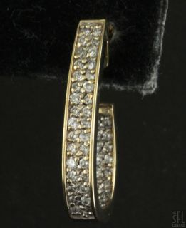 14k Gold High Fashion 1 0ct Diamond in Out Semi Hoop Earrings  