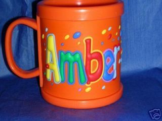 AMBER NEW Personalized Childrens Name Mug ORANGE John Hinde Collection  