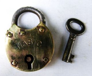 Small Antique Brass Padlock in Good Order Working with Key  