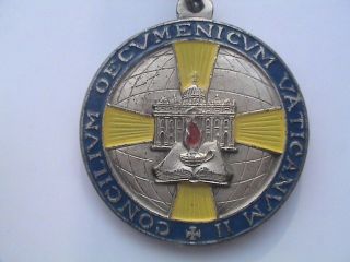 Pope Medal John Johannes XXIII Pavlvs VI Pont Maximvs Enamel Charm Pendant  