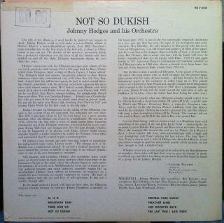 Johnny Hodges not So Dukish LP VG MG V 8355 Vinyl 1960 DG Record  