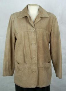 St John's Bay Womens Ladies Light Brown Suede Leather Coat Jacket Size S  