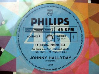 JOHNNY HALLYDAY 45 La Terre Promise SOUTHAMERICA 7 1975 Spanish Titles  