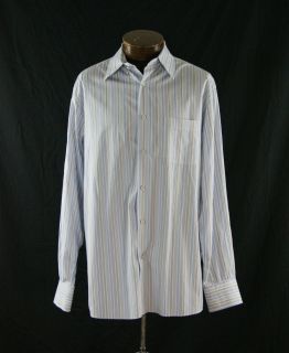 John W  White Blue Gray Cotton Striped Casual Shirt Size L ST642SB  
