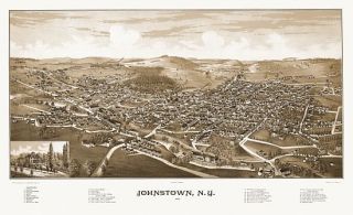 Vintage Map Johnstown New York 1888 Fulton County  