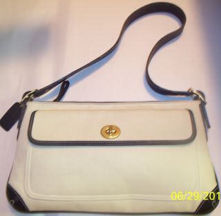 Coach Beige Canvas Brown Leather Classic Legacy Collection Handbag 9783 EUC  