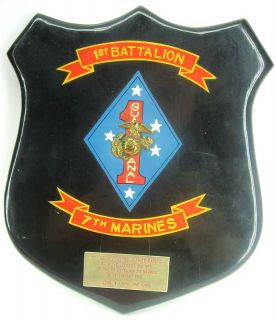 1st Batt 7th Marines plaque presented to Admiral US Grant Sharp in Vietnam 1968  