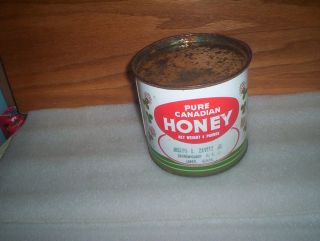 Vintage 4lbs Pure Canadian Honey Can Tin Joseph E Zavitz Jr Thedford Ontario  