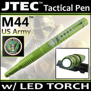 6" Jtec Aluminum US Army Tactical Pen w LED Military Soldier Self Defense M44  