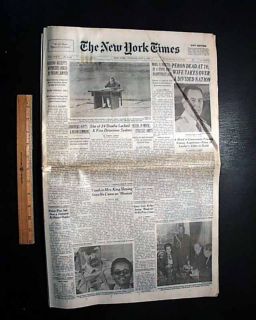 Juan Peron President of Argentina Argentine Militrary Death 1974 NYC Newspaper  