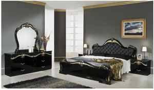 Judy Italian Classic Black Bedroom Set Glossy Lacquer  