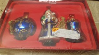 Waterford Holiday Marquis Glass Blown Ornaments Santa Ball Bell Set Of 3  