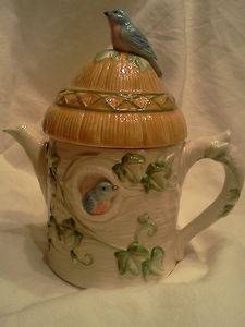 Vintage Birdhouse Teapot Otagiri Japan signed by Judith Ann Griffith  