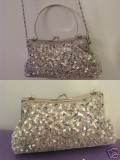 Silver Slice Gorgeous Bead Handbag Evening Bag New  