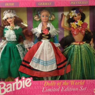 1994 3 Barbies L Edition German Polynesian Irish Dolls Only 5 000 Sets
