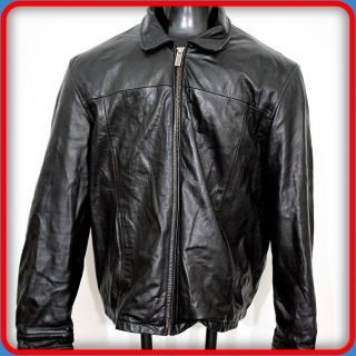 JULIAN WILSONS Leather JACKET Car Coat Mens Size L Black w/ zip out
