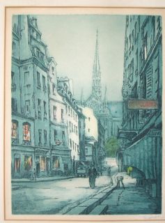 Antique Marcel Baron 19th Century Paris Watercolor