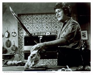 Photo Julia Child Chicken with Sword French Chef 1970