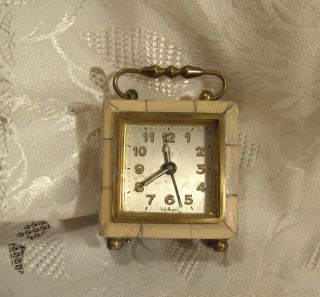 Junghans German Alarm Carriage Clock Vintage Mother of Pearl