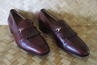 600 authentic GUCCI Italy Mens SHOES Brown LEATHER Loafers Slip Ons 10