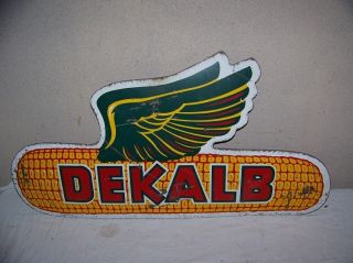 Vintage Dekalb de Kalb Seed Flying Ear Corn Farm 32 Sign Very Neat No