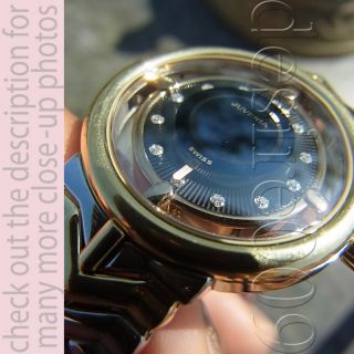 Juvenia 18K Gold Diamond Leather Watch in Box