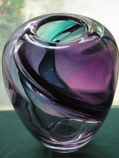 Beautiful Violet Turquoise Hand Blown Vase by Michelle Kaptur