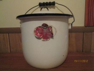 Antique Vintage Columbian Enamelware Chamber Pot
