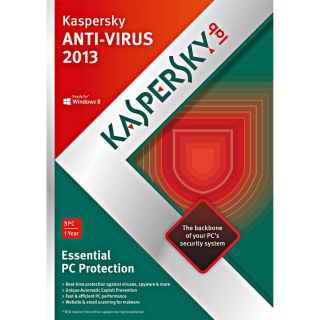 Kaspersky Antivirus 2013 3 Users 3 Pcs New SEALED in The Box