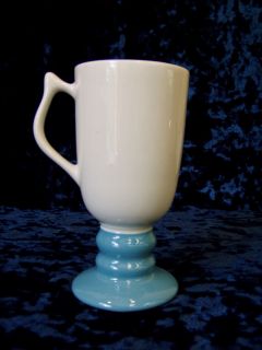 Vintage Hall China Irish Coffee Mug Handled White Cup with Blue Footed