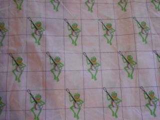 Kermit The Frog Banjo Full Fitted Bed Sheet Fabric Material