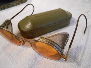 Vintage Welsh Mfg Welding Safety Goggles Glasses Red Lense Steampunk