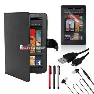 Accessories Bundle Leather Button Case Cover For  Kindle Fire 2