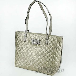 New Guess Purse Womens Handbag Kihei Tote Shopper Bag Gold Logo w Bow