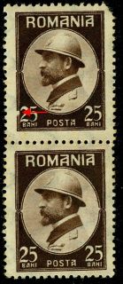 1922 King Ferdinand Coronation 25 Bani Romania MI 287 Variety Error